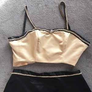 Beautiful 2 piece black and gold prom dress.